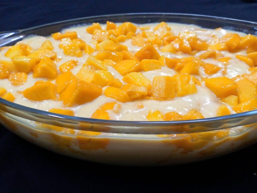 Creamy Mango Dessert with Condensed Milk and White Chunsa